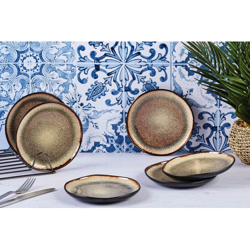 Lot De 6 Assiettes à Pain En Grès Marron D16