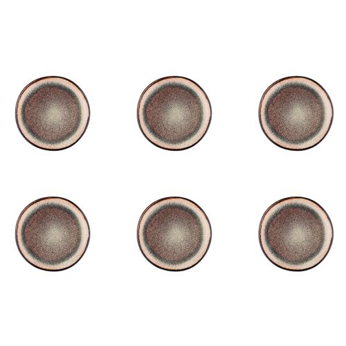 Lot De 6 Assiettes à Pain En Grès Marron D16