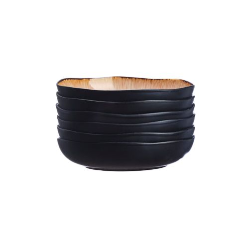 Lot De 6 Assiettes Creuses En Grès Marron D22.5