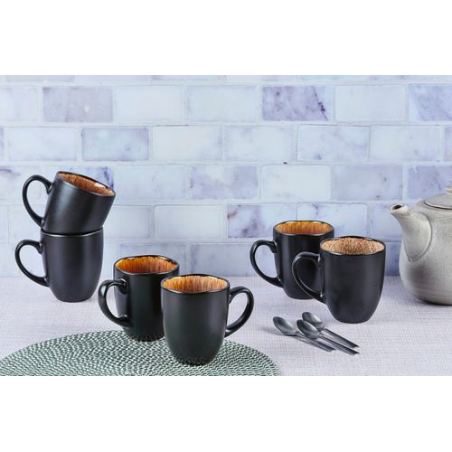 Lot De 6 Mugs En Grès Marron 40cl