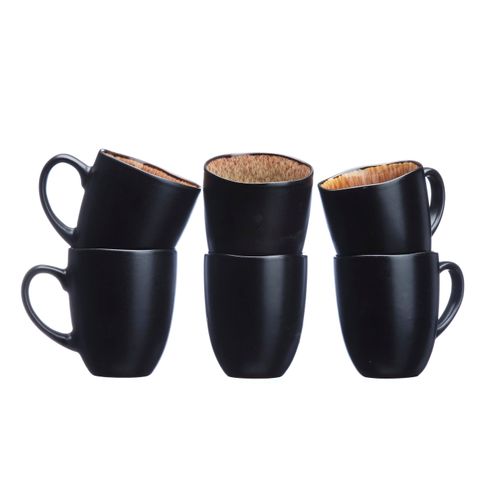Lot De 6 Mugs En Grès Marron 40cl