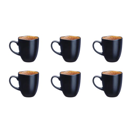 Lot De 6 Mugs En Grès Marron 40cl