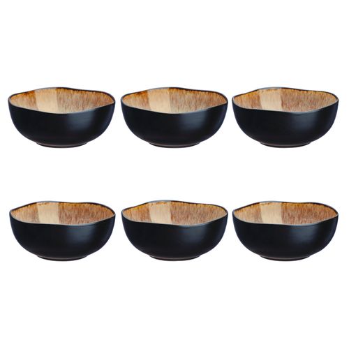 Lot De 6 Bols Moyens En Grès Marron D16.5