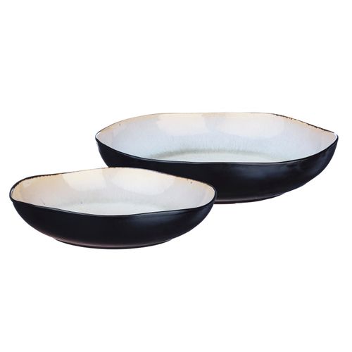 Lot De 2 Corbeilles à Fruits En Grès Blanc D