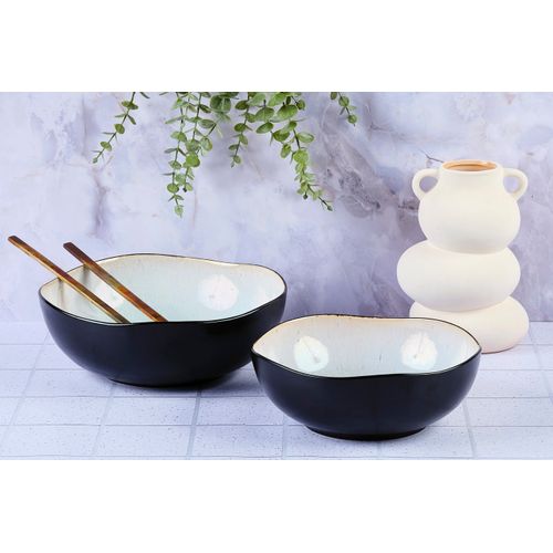 Lot De 2 Saladiers En Grès Blanc D