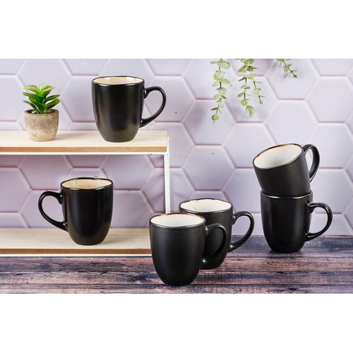 Lot De 6 Mugs En Grès Blanc 40cl