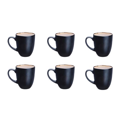 Lot De 6 Mugs En Grès Blanc 40cl