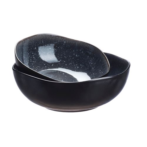 Lot De 2 Saladiers En Grès Bleu D