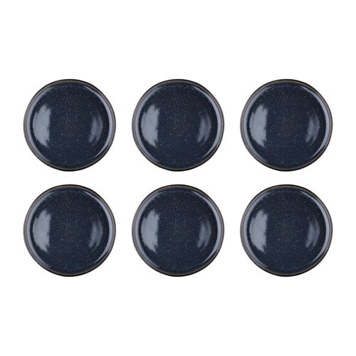 Lot De 6 Assiettes Plates En Grès Bleu D26