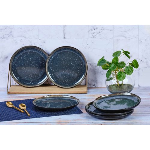 Lot De 6 Assiettes à Dessert En Grès Bleu D21.5