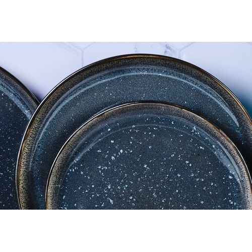 Lot De 6 Assiettes à Dessert En Grès Bleu D21.5