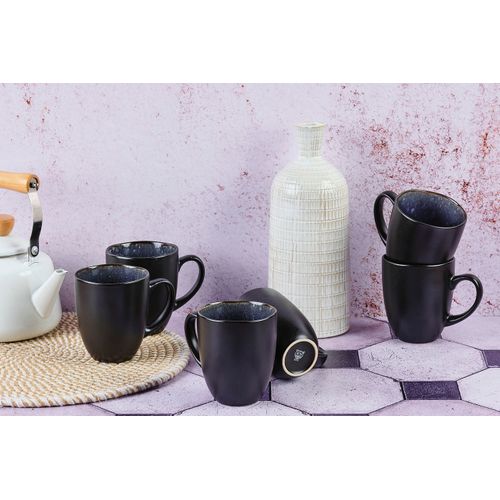 Lot De 6 Mugs En Grès Bleu 40cl