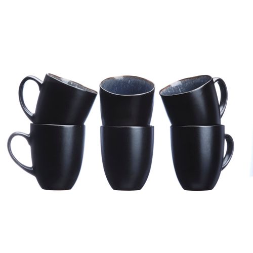 Lot De 6 Mugs En Grès Bleu 40cl
