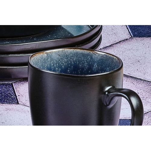 Lot De 6 Mugs En Grès Bleu 40cl