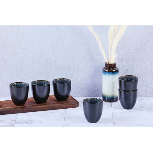 Lot De 6 Tasses En Grès Bleu D7