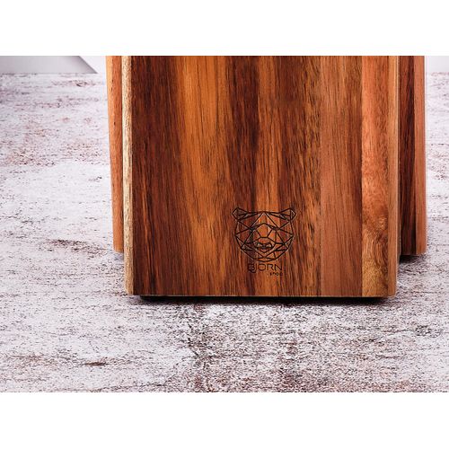 Lot De 2 Blocs Couteaux En Bois Marron D