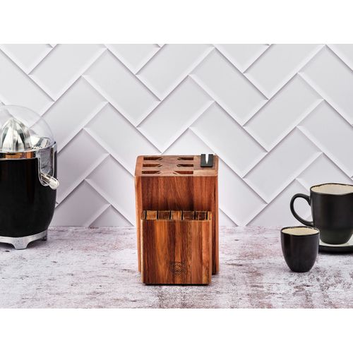 Lot De 2 Blocs Couteaux En Bois Marron D