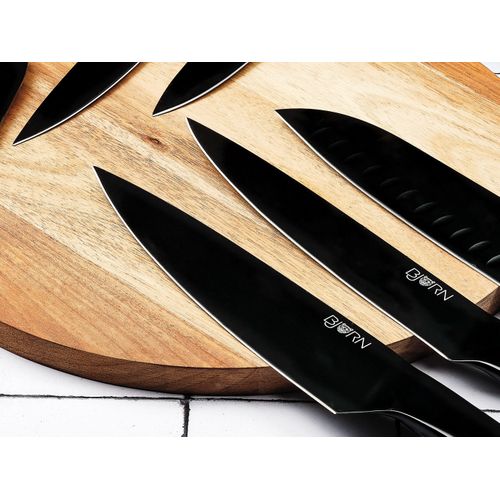 Lot De 7 Couteaux De Cuisine En Inox Noir D