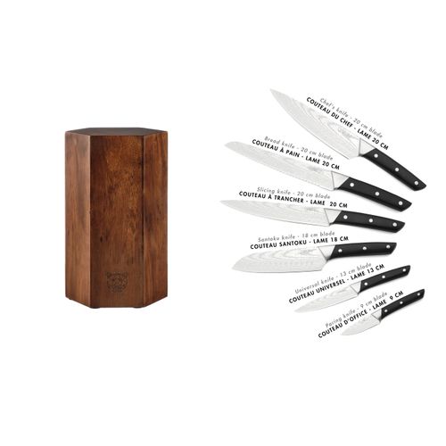 Lot De 7 Couteaux De Cuisine En Inox Noir D