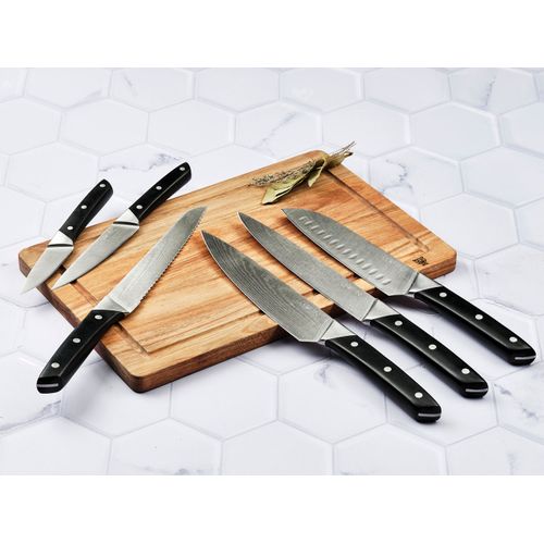 Lot De 6 Couteaux De Cuisine En Inox Noir D