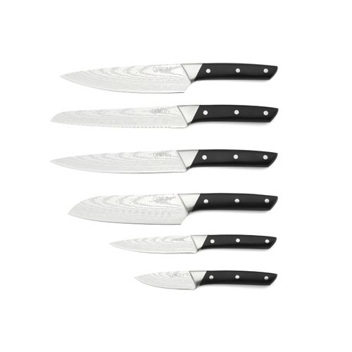 Lot De 6 Couteaux De Cuisine En Inox Noir D