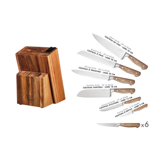 Lot De 14 Couteaux De Cuisine En Inox Marron D