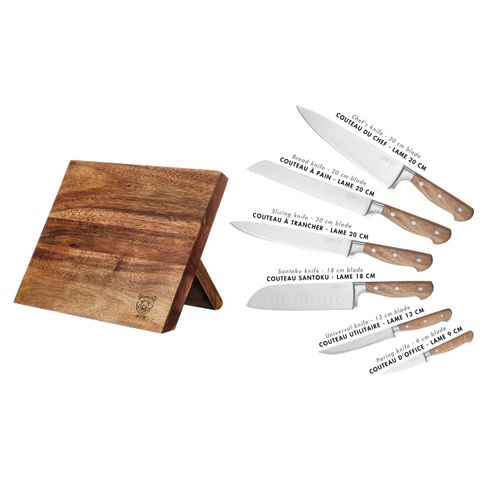 Lot De 7 Couteaux De Cuisine En Inox Marron D
