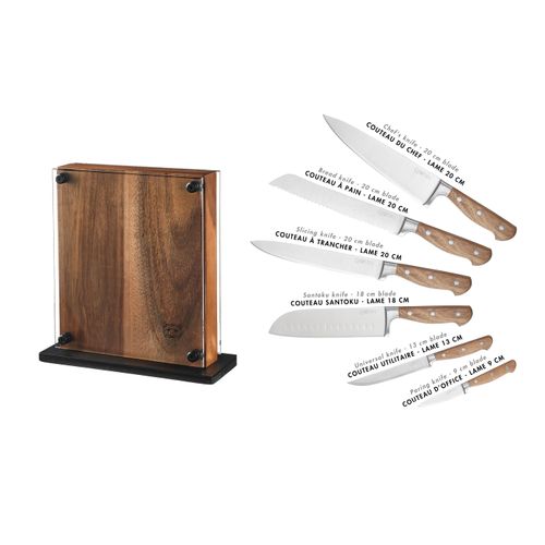 Lot De 7 Couteaux De Cuisine En Inox Marron D