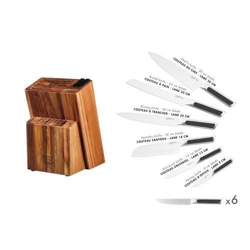 Lot De 14 Couteaux De Cuisine En Inox Noir D