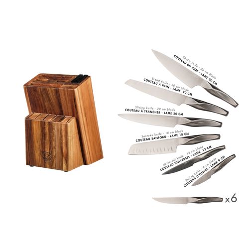 Lot De 14 Couteaux De Cuisine En Inox Gris D