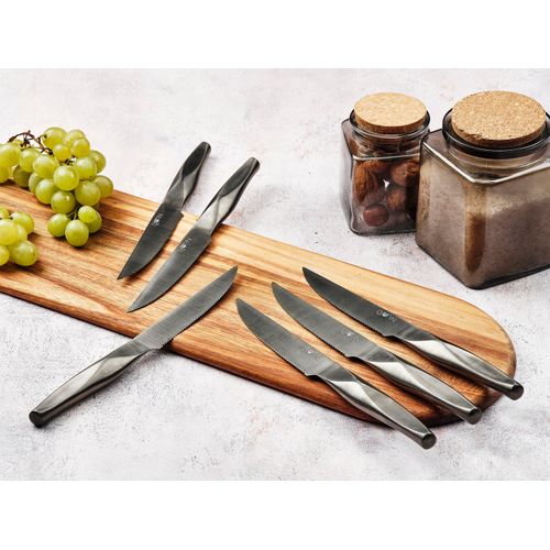 Lot De 6 Couteaux à Steak En Inox Gris D