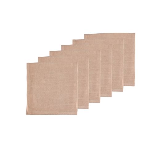 Lot De 6 Serviettes De Table En 20% Lin Et 80 Coton Rose D