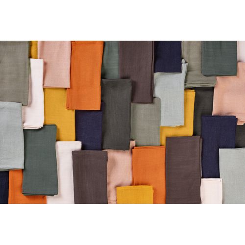 Lot De 6 Serviettes De Table En 20% Lin Et 80 Coton Rose D