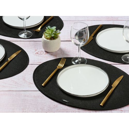 Lot De 6 Sets De Table En Feutre Recyclé Noir D