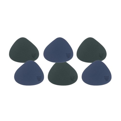 Sous-verre Curve Réversible - 6 Pièces - Cuir Recyclé Bleu Nuit Et Gris Anthracite