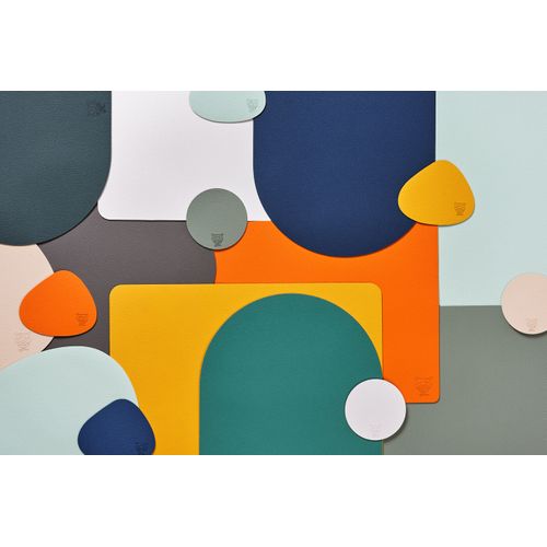 Sous-verre Curve Réversible - 6 Pièces - Cuir Recyclé Orange Et Chocolat