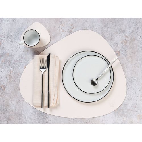 Sous-verre Curve Réversible - 6 Pièces - Cuir Recyclé Blanc Crème Et Vert De Gris