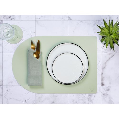 Sous-verre Rond Réversible - 6 Pièces - Cuir Recyclé Rose Pâle Et Vert Pâle