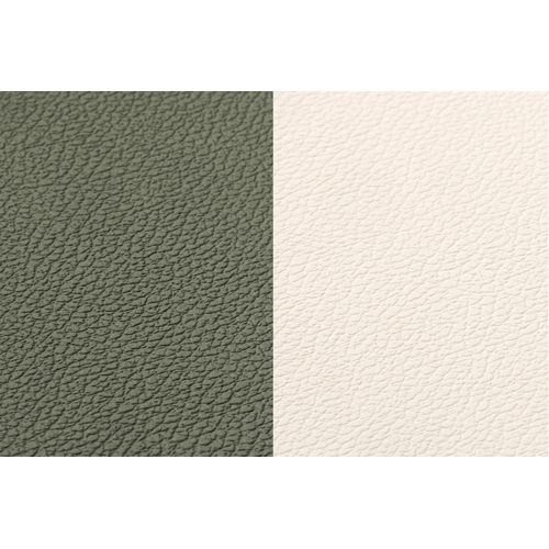 Sous-verre Rond Réversible - 6 Pièces - Cuir Recyclé Blanc Crème Et Vert De Gris