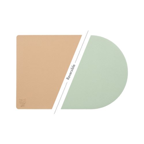 Set De Table Rectangovale Réversible - 6 Pièces - Cuir Recyclé Rose Pâle Et Vert Pâle