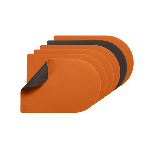 Set De Table Rectangovale Réversible - 6 Pièces - Cuir Recyclé Orange Et Chocolat
