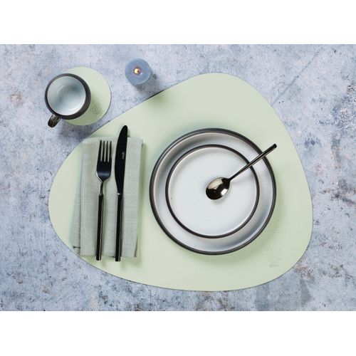 Set De Table Curve Réversible - 6 Pièces - Cuir Recyclé Rose Pâle Et Vert Pâle