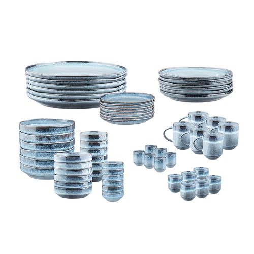 Lot De 60 Set Complet En Grès Bleu D