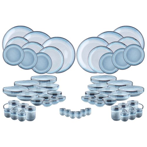 Lot De 60 Set Complet En Grès Bleu D