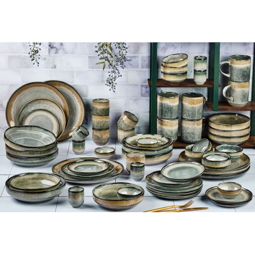 Lot De 60 Set Complet En Grès Gris D