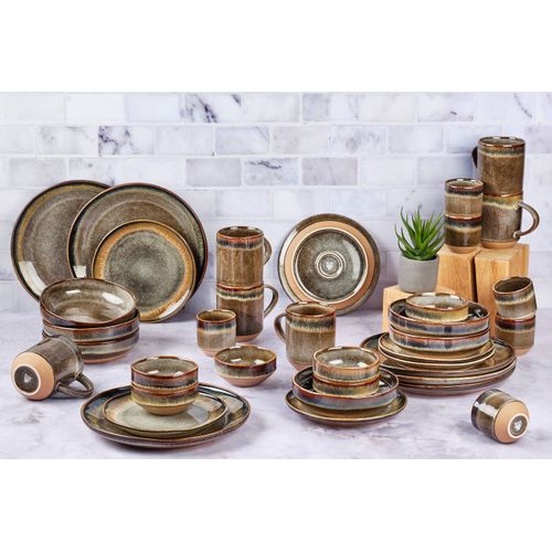 Lot De 36 Set Complet En Grès Marron D