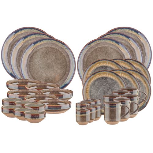 Lot De 36 Set Complet En Grès Marron D