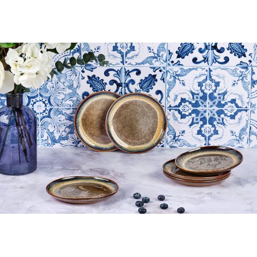 Lot De 6 Assiettes à Pain En Grès Marron D16.5