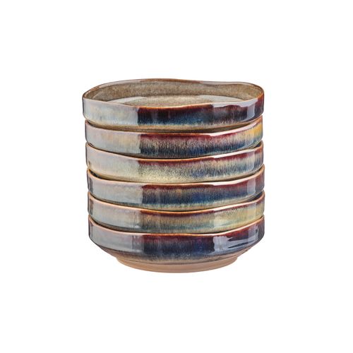 Lot De 6 Assiettes Creuses En Grès Marron D21