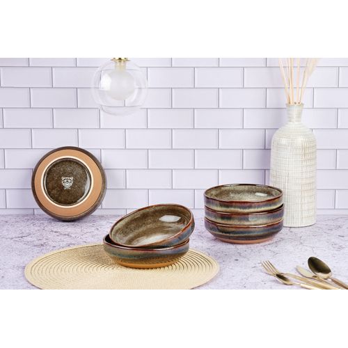 Lot De 6 Bols Moyens En Grès Marron D17